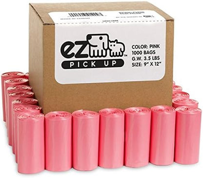 EZ Pick Up Pink Poop Bags - 1000 Dog Waste Bag Cat Puppy Waste Disposal