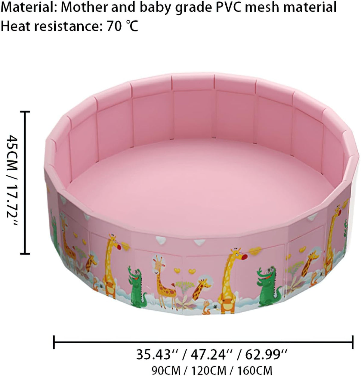 Folding Non Inflatable Swimming Pool, Home Swimming Pool, Mesh PVC Material, Suitable for Backyard Swimming Pool (Pink, 35inch)