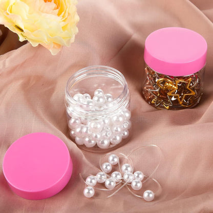 6 Pack 1 Oz Plastic Jars Containers with Lids Wide Mouth Pink