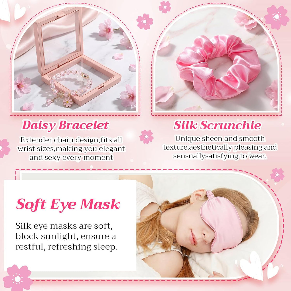 8 Set Spa Sleepover Party Supplies Bulk Women,Cherry Blossoms,Pink
