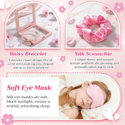 8 Set Spa Sleepover Party Supplies Bulk Women,Cherry Blossoms,Pink