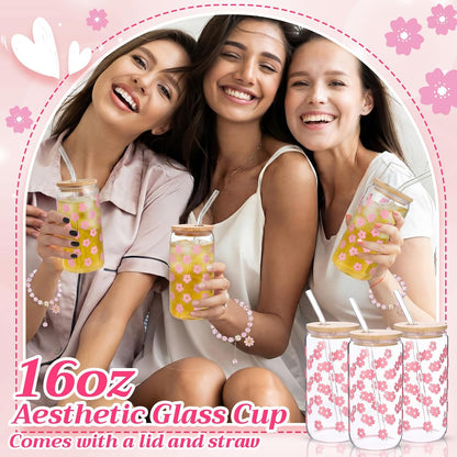 8 Set Spa Sleepover Party Supplies Bulk Women,Cherry Blossoms,Pink