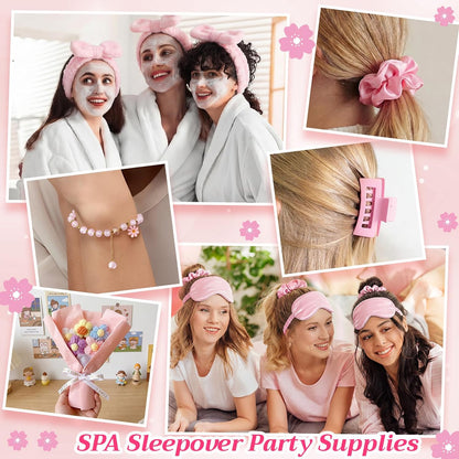 8 Set Spa Sleepover Party Supplies Bulk Women,Cherry Blossoms,Pink