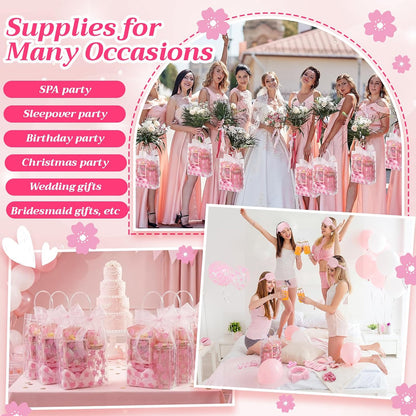 8 Set Spa Sleepover Party Supplies Bulk Women,Cherry Blossoms,Pink
