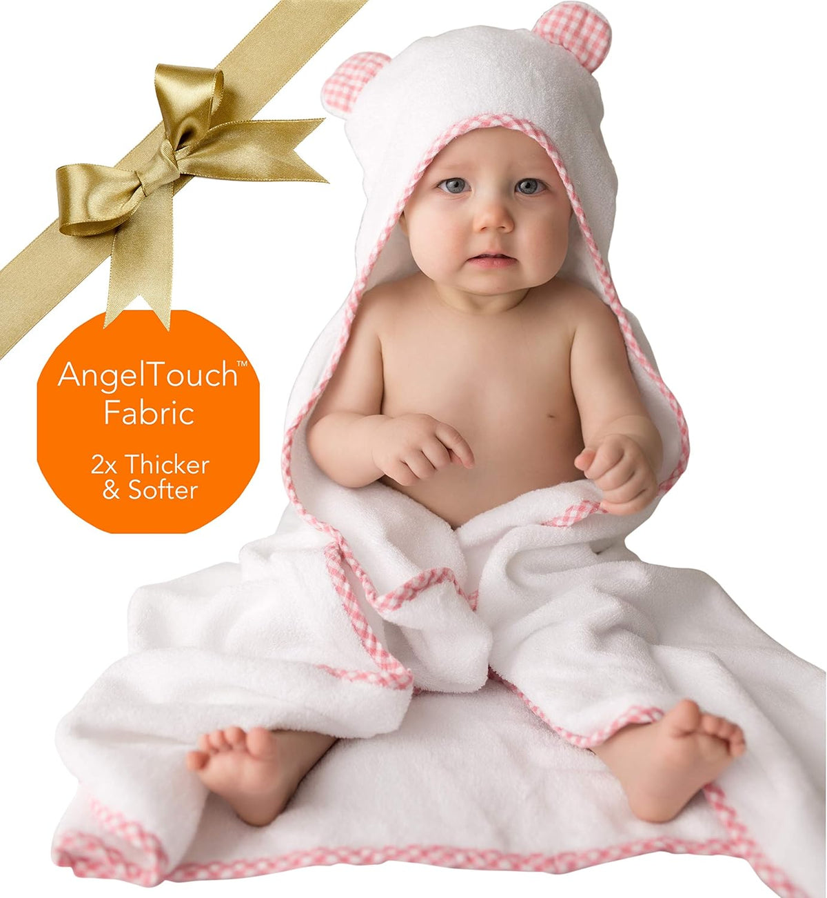 Premium Boutique Baby Towels for Girls - Hooded Girl Towel & Washcloth Set - Organic Viscose Made from Bamboo Baby Towels with Hood - Baby Girl Bath Towels (Pink)