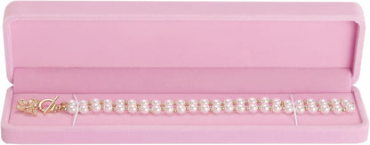 2 Pieces Long Velvet Chain Necklace Gift Box Set, Bracelet Storage Case, Jewellry Display Box for Wedding, Engagement,Proposal, Birthday and Anniversary (Pink-2PCS)