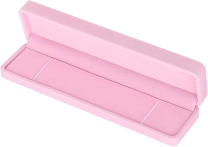 2 Pieces Long Velvet Chain Necklace Gift Box Set, Bracelet Storage Case, Jewellry Display Box for Wedding, Engagement,Proposal, Birthday and Anniversary (Pink-2PCS)