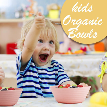 Wheat Straw Bowls Set 36oz,6PCS Unbreakable Cereal Bowl for Kids,Pink