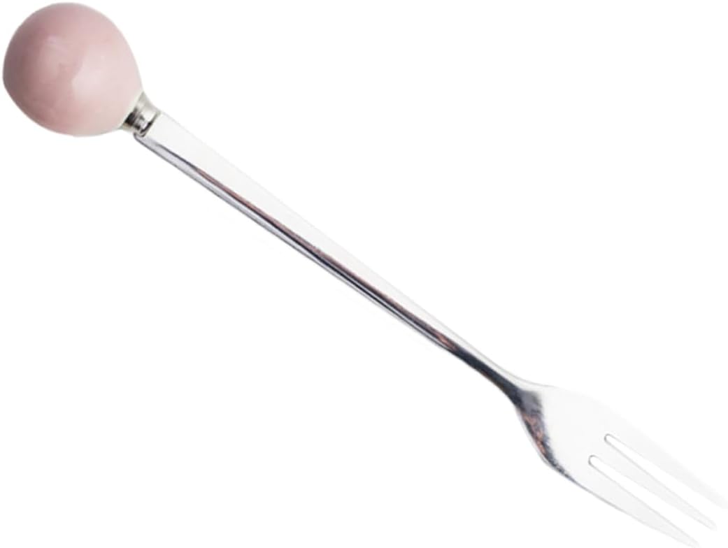 6pcs Dessert Spoons Ceramic Handles Mini Stainless Steel for Pink Kitchen Utensils
