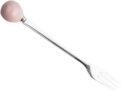 6pcs Dessert Spoons Ceramic Handles Mini Stainless Steel for Pink Kitchen Utensils