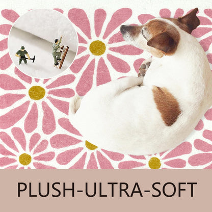 SHIYUE Pink Bathroom Rugs Bath Mat, Microfiber Fluffy Soft Floor Mats for Bathroom, Non-Slip and Waterproof Back Soft Bathmat, for Indoor Shower Bathtub Decoration (18x26in Cute Floral)
