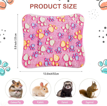 Tuanse 4 Pack Ultra Soft Dog Cat Bed Mat Small Animal Guinea Pig Bed with Cute Print Reversible Fleece Dog Crate Kennel Pad Cozy Washable Thickened Hamster Pet Beds Mat(13 x 10 Inches,Vivid Color)