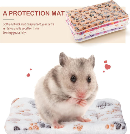Tuanse 4 Pack Ultra Soft Dog Cat Bed Mat Small Animal Guinea Pig Bed with Cute Print Reversible Fleece Dog Crate Kennel Pad Cozy Washable Thickened Hamster Pet Beds Mat(13 x 10 Inches,Vivid Color)