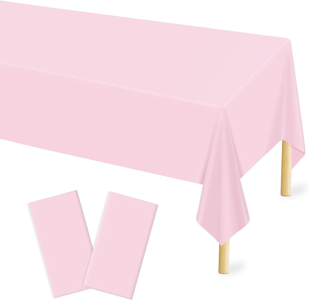 2 Pcs Pink Plastic Tablecloth, Light Pink Table Cloth Disposable