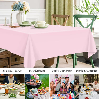 2 Pcs Pink Plastic Tablecloth, Light Pink Table Cloth Disposable