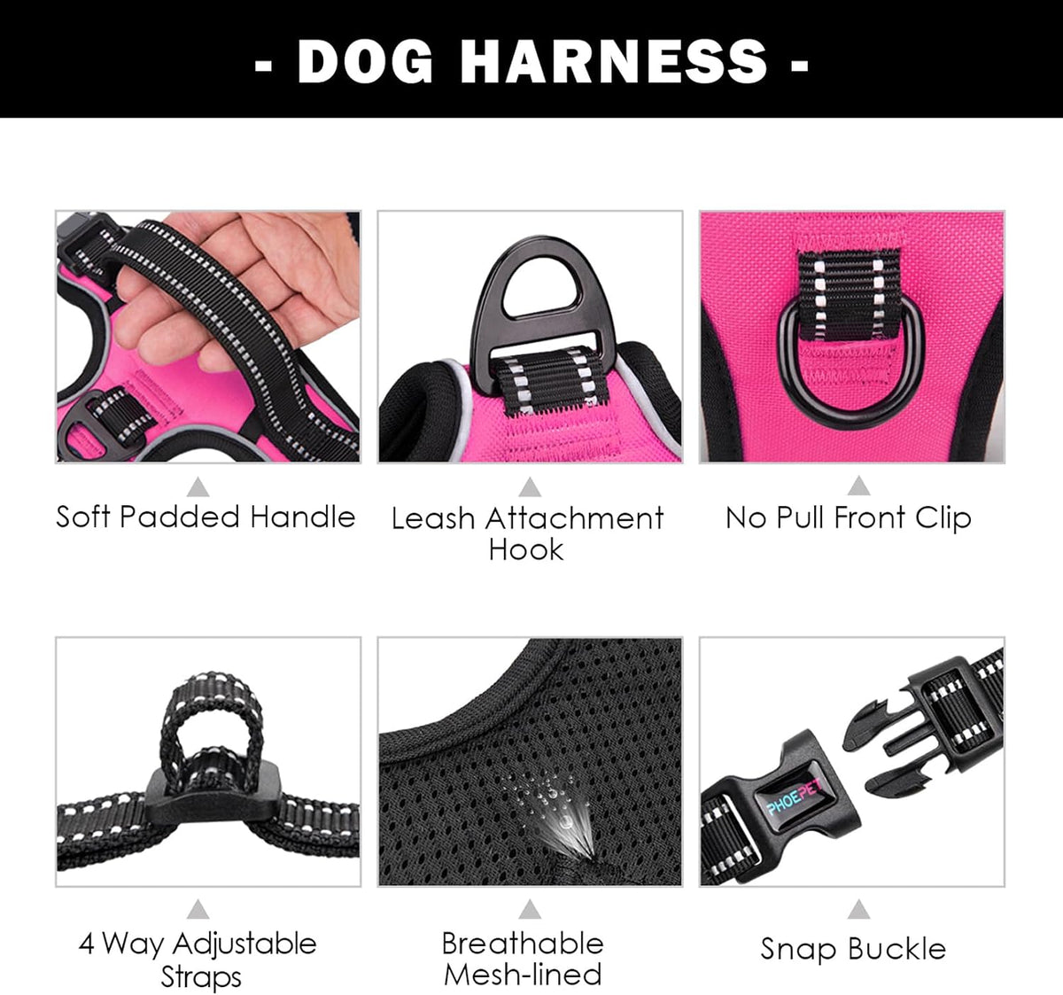 No Pull Dog Harness Medium Reflective Front Clip Vest with Handle