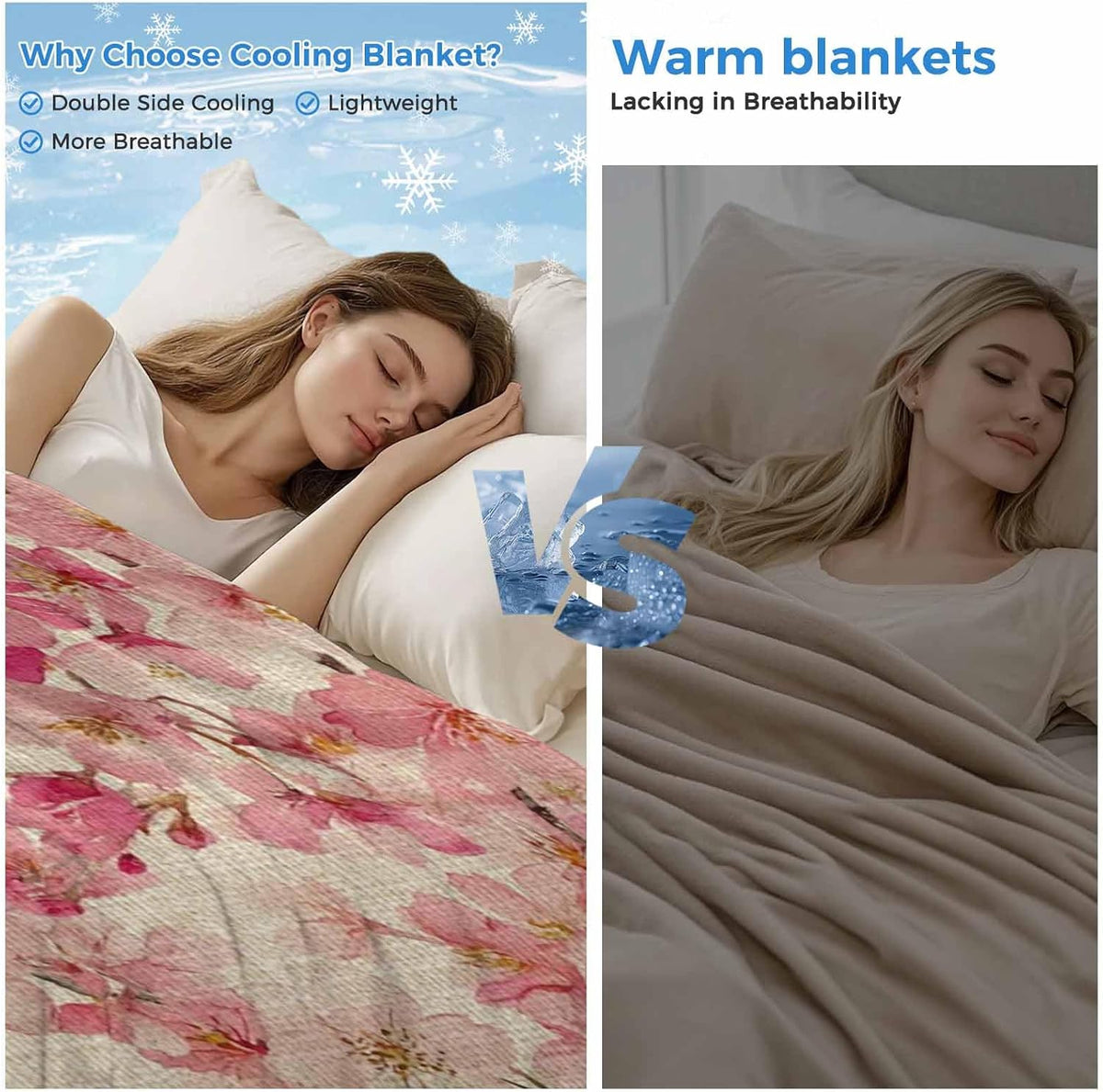 Cooling Blanket for Hot Sleepers, Peaches Branches Lightweight Breathable Summer Blanket, Farmhouse Spring Botanical Pink Flowers Double-Side Cool Throw Blankets for Sleeping Travel, 40"x60"