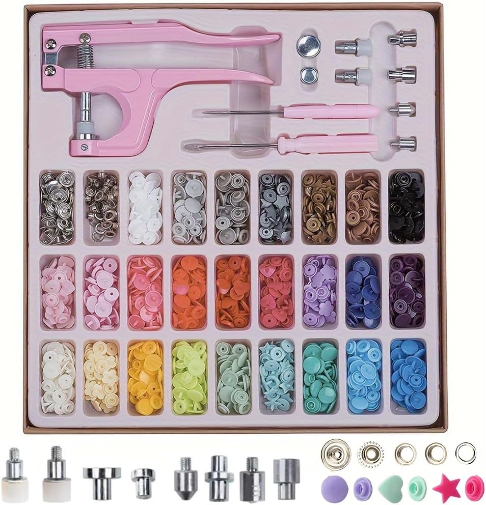 Pink Snap Buttons and Pliers Set