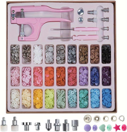 Pink Snap Buttons and Pliers Set