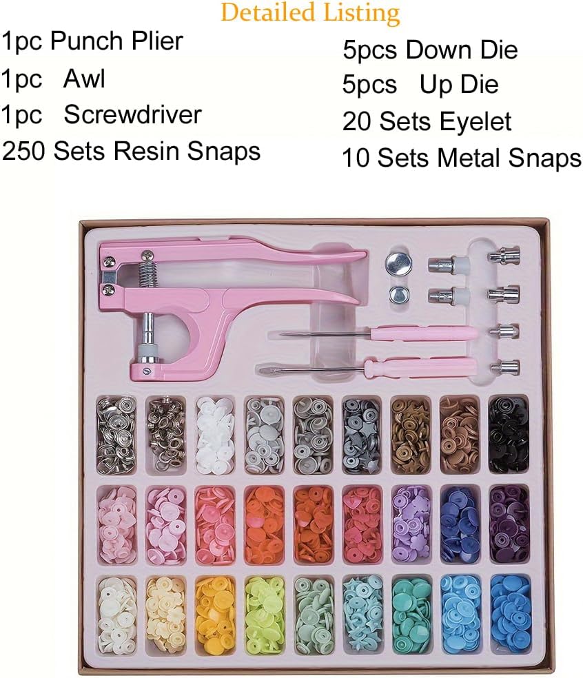 Pink Snap Buttons and Pliers Set