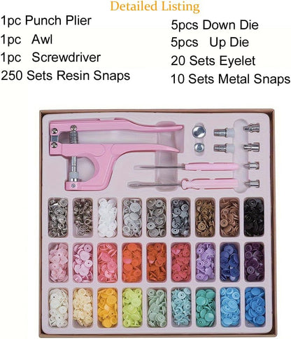 Pink Snap Buttons and Pliers Set