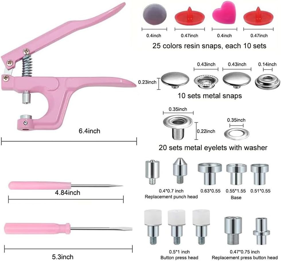 Pink Snap Buttons and Pliers Set