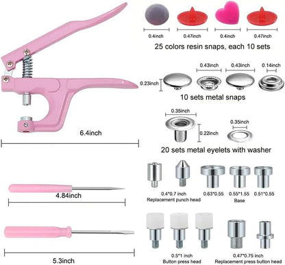 Pink Snap Buttons and Pliers Set