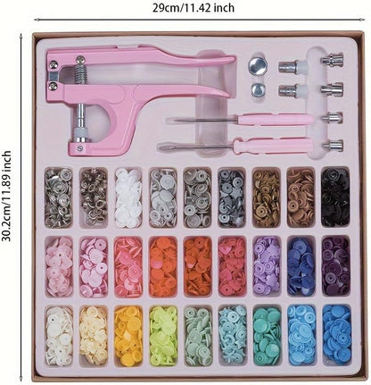 Pink Snap Buttons and Pliers Set