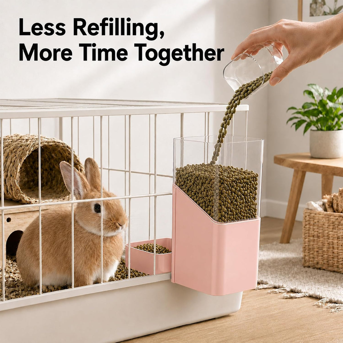 41 oz Hanging Gravity Feeder for Small Animal Cages Rabbit & Guinea Pig