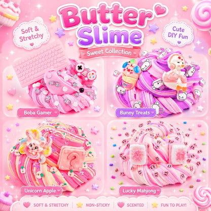 12 Pack Pink Slime, Butter Cloud Slime Kit for Kids, Soft Squishy Sensory
