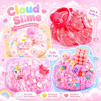 12 Pack Pink Slime, Butter Cloud Slime Kit for Kids, Soft Squishy Sensory