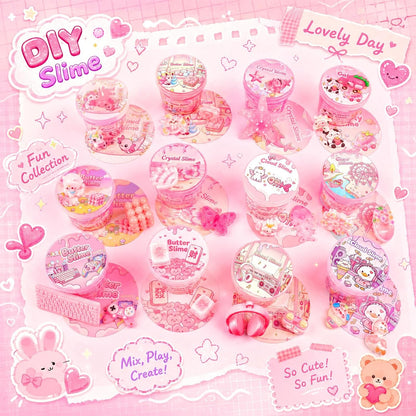 12 Pack Pink Slime, Butter Cloud Slime Kit for Kids, Soft Squishy Sensory