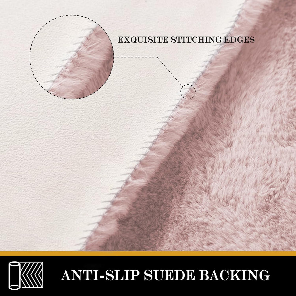 Light Pink Circle Rug 3ft Fuzzy Round Throw Rug Non-Slip Faux Rabbit Fur Carpet for Bedroom, Living Room, Nursery, Playing Room and Dorm