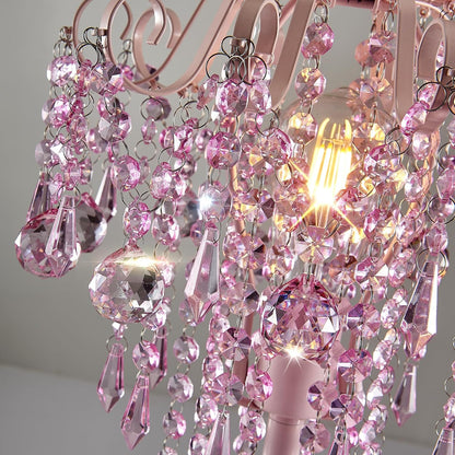 Small Pink Crystal Bedside Table Lamp End Table Lamp Nightstand Lamp for Bedroom Living Room Office H20.4'' W11.81'' 1-Light E26