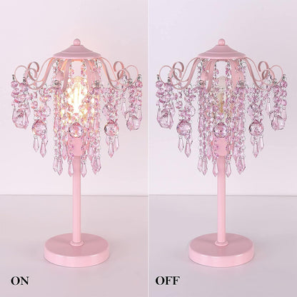 Small Pink Crystal Bedside Table Lamp End Table Lamp Nightstand Lamp for Bedroom Living Room Office H20.4'' W11.81'' 1-Light E26