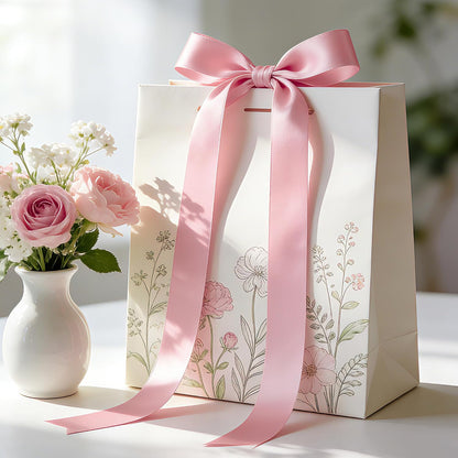 1In Pink Satin Ribbon, 25 Yards Pink Ribbon for Gift Wrapping Mothers Day
