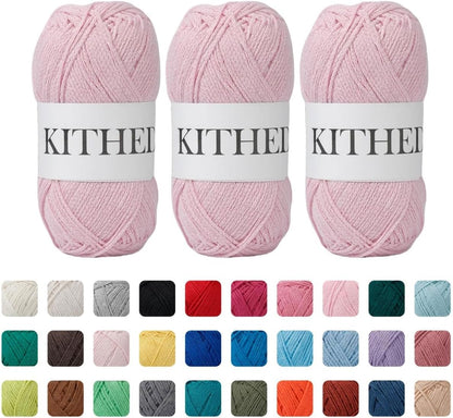 Cotton Yarn，10.5oz，526yard，3 Pack ，Soft Yarn for Crocheting and Knitting (08 Light Pink)