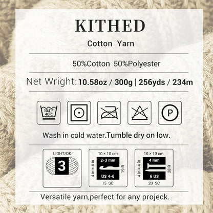 Cotton Yarn，10.5oz，526yard，3 Pack ，Soft Yarn for Crocheting and Knitting (08 Light Pink)