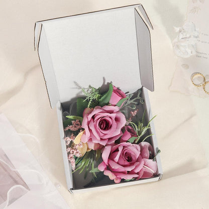 Corsage and Boutonniere Set, Deep Pink Wrist Corsages for Women, Set of 2 (1 Wrist Corsage and 1 Boutonniere), Artificial Flowers