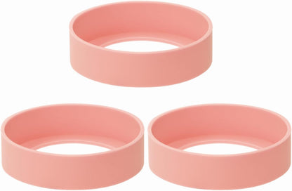 3pcs 7cm Silicon Protective Cup Mat Sleeve Heat-Resistant Bottle Holder Rubber Coaster Tumblers Protector Base Pad Non-Slip Bottom Cover Ring Accessories for Thermos Cup (Light Pink)