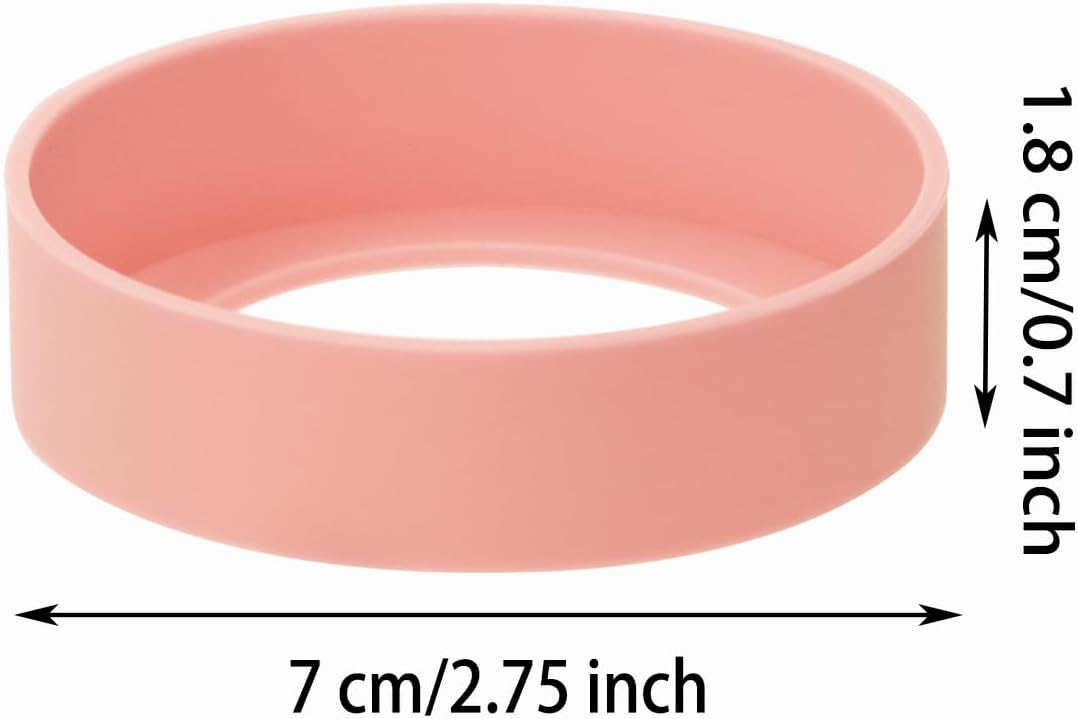 3pcs 7cm Silicon Protective Cup Mat Sleeve Heat-Resistant Bottle Holder Rubber Coaster Tumblers Protector Base Pad Non-Slip Bottom Cover Ring Accessories for Thermos Cup (Light Pink)