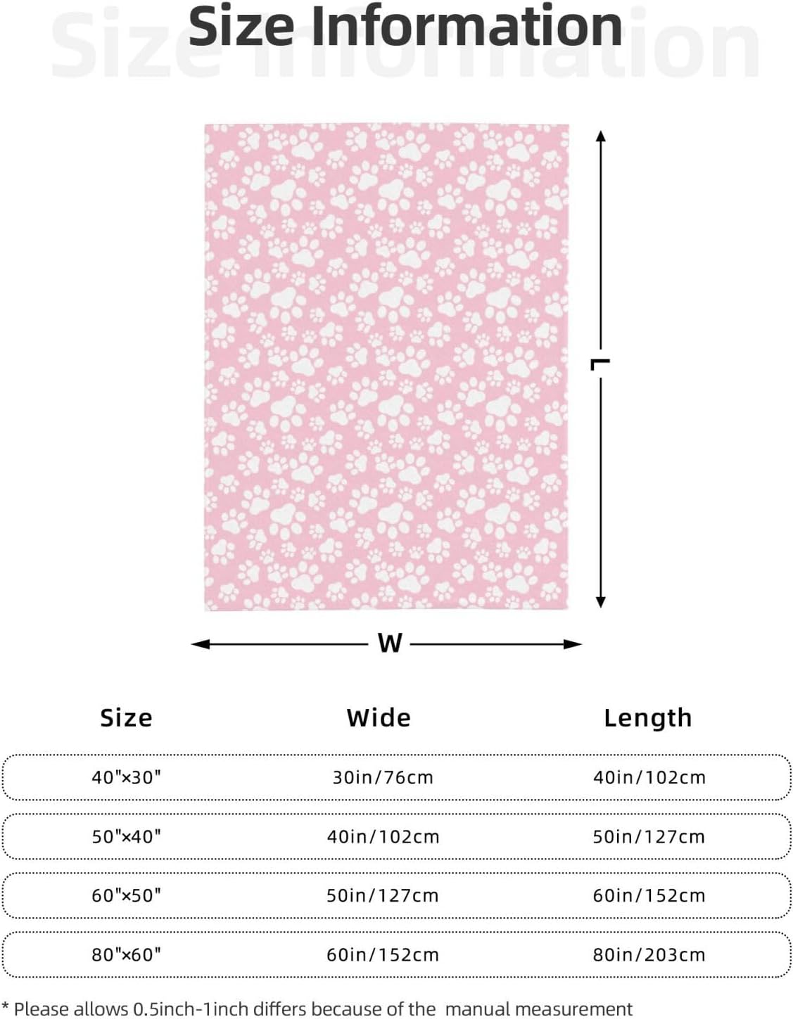 Cute Dog Paws Pink Fleece Throw Blanket Ultra Soft Cozy Pet Animal Footprints Decorative Flannel Blanket for Home Bed Couch Chair Travel 40x30in