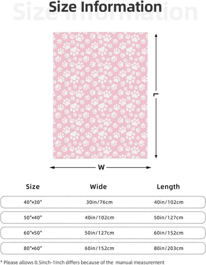 Cute Dog Paws Pink Fleece Throw Blanket Ultra Soft Cozy Pet Animal Footprints Decorative Flannel Blanket for Home Bed Couch Chair Travel 40x30in