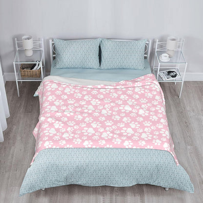 Cute Dog Paws Pink Fleece Throw Blanket Ultra Soft Cozy Pet Animal Footprints Decorative Flannel Blanket for Home Bed Couch Chair Travel 40x30in