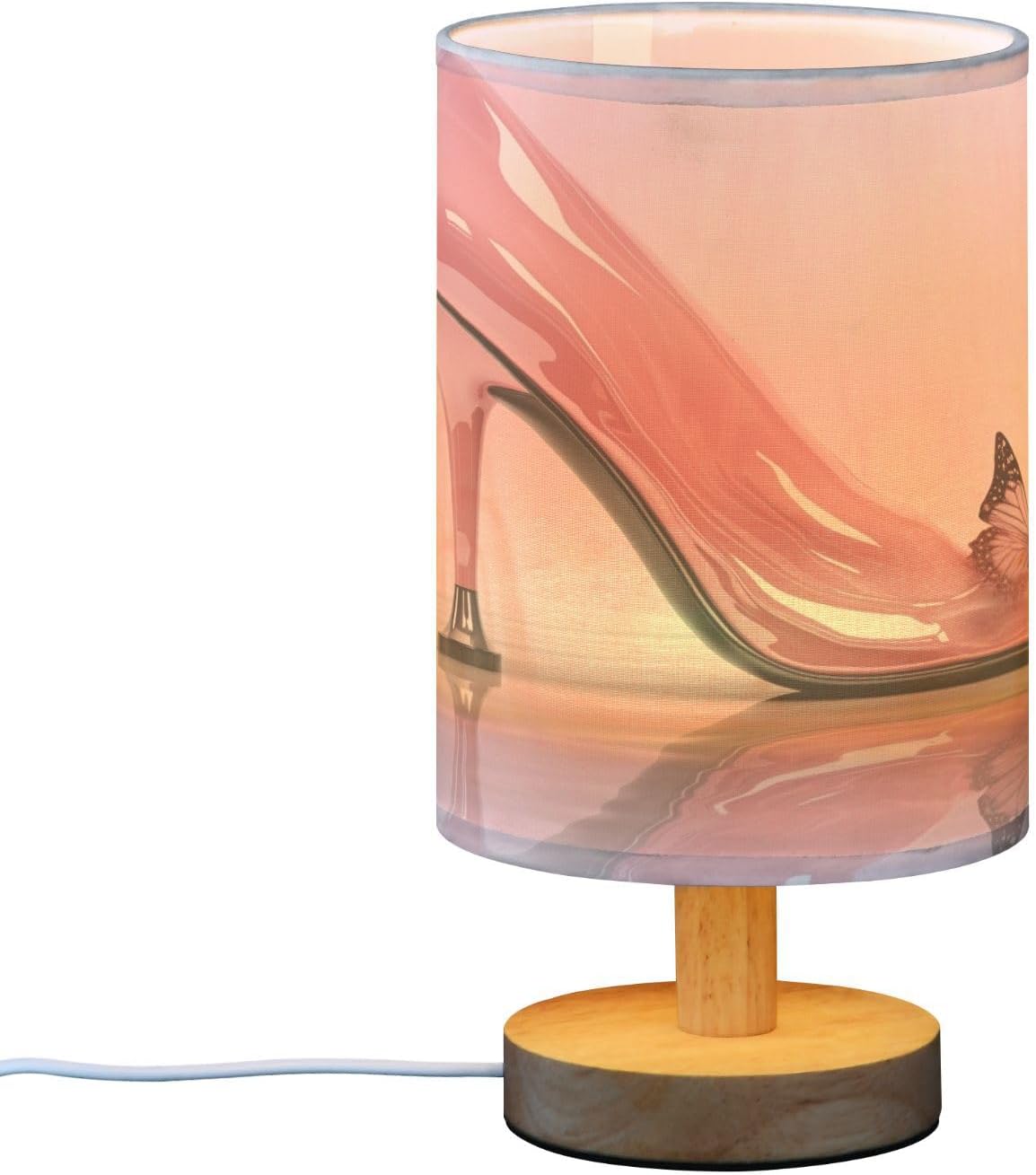 Bedside Table Lamp, Pink High Heels Nightstand Lamp for Bedroom with USB Port, LED Desk Lamps for Living Room Dorm Reading