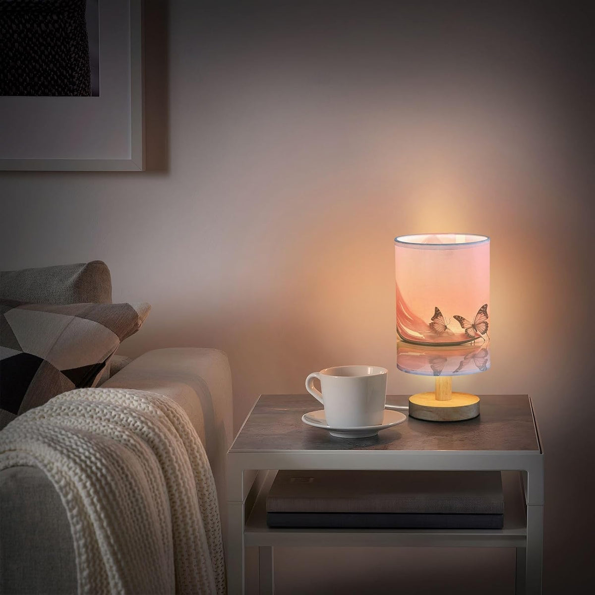 Bedside Table Lamp, Pink High Heels Nightstand Lamp for Bedroom with USB Port, LED Desk Lamps for Living Room Dorm Reading