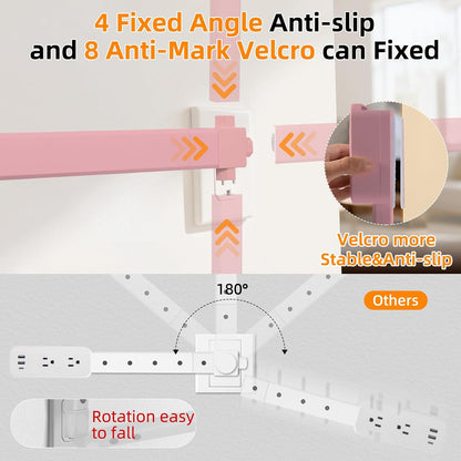 Outlet Extender 17-41in，Upgrade Stable USB-A&USB-C Wall Outlet Extender Made of Fireproof Material，Wall Plug Extender Anti-Wires-Chaos，with 4 Fixed Angles Suit for Outlet Behind Desk, Sofa（Pink）