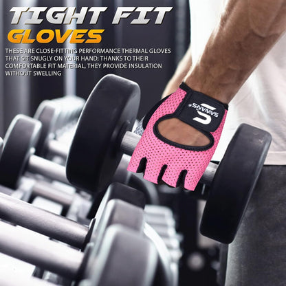 SAWANS Workout Gloves for Men and Women Weight Lifting Gloves Gym Fitness Exercise Cycling Pull ups Microfiber Lightweight Breathable Non-Slip Silicone Padded Palm Grip Protection