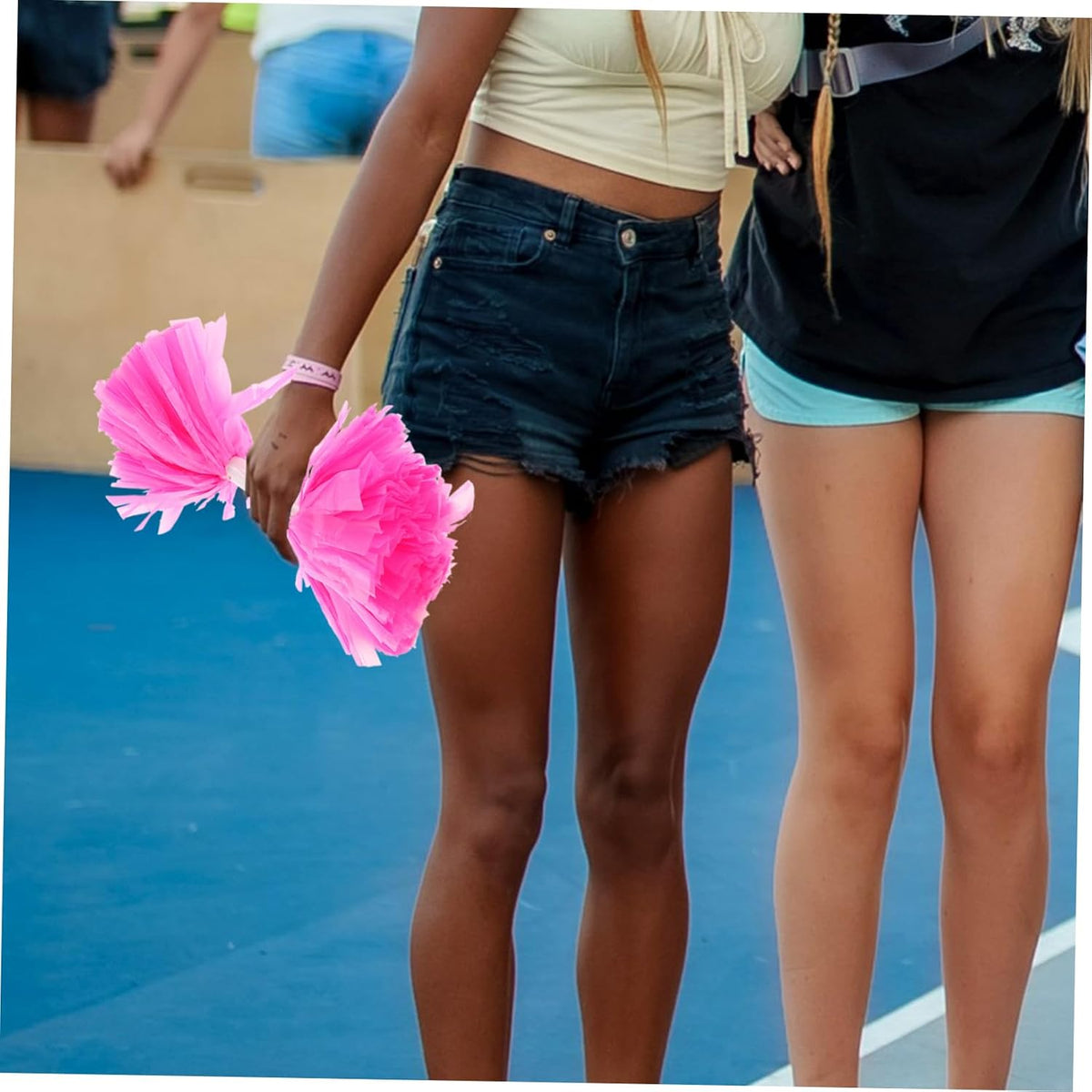 Pink Cheer Pom Poms with Handle 2pcs for Sports Performance