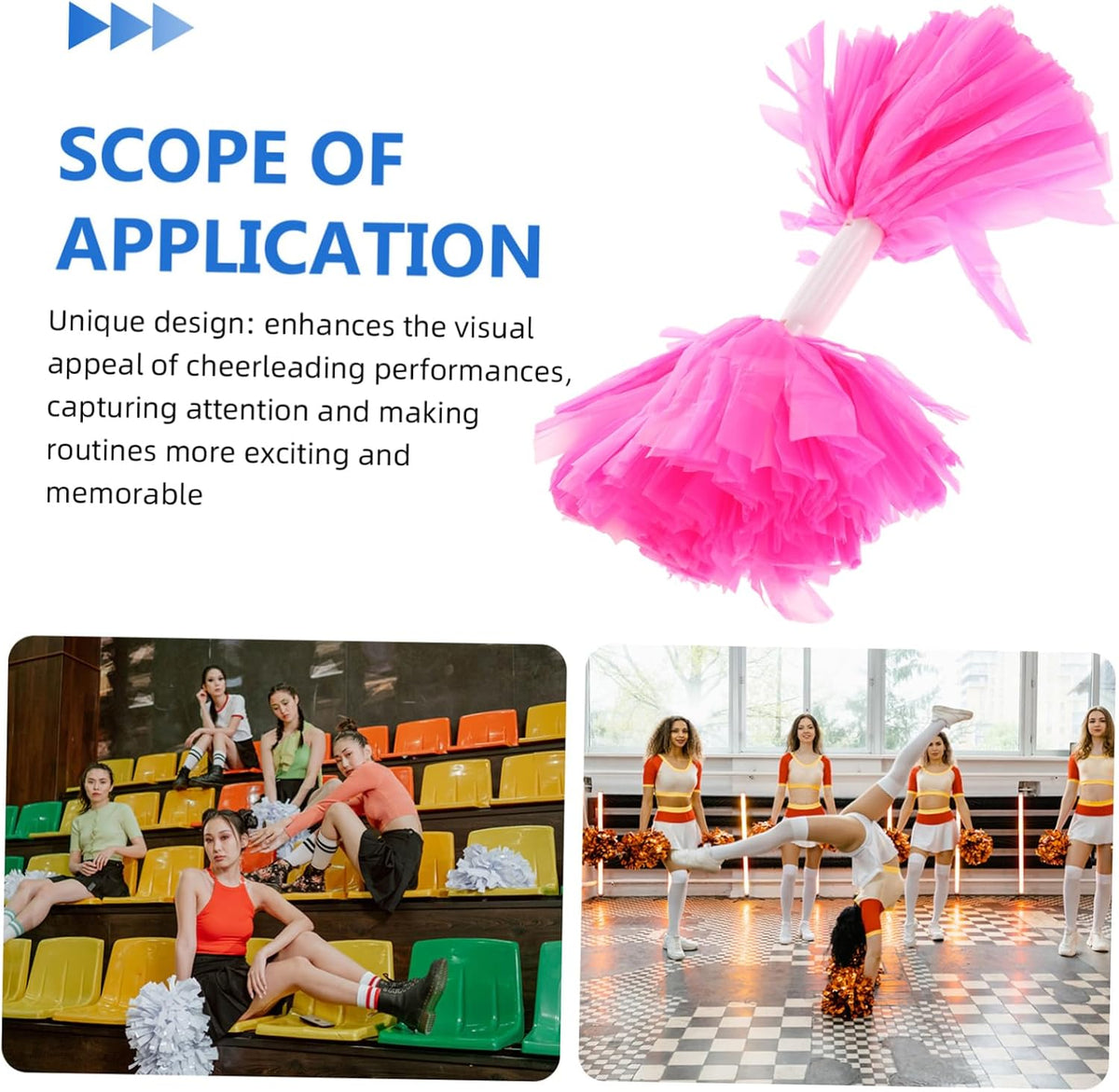 Pink Cheer Pom Poms with Handle 2pcs for Sports Performance